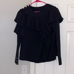 Black blouse with ruffles (small)